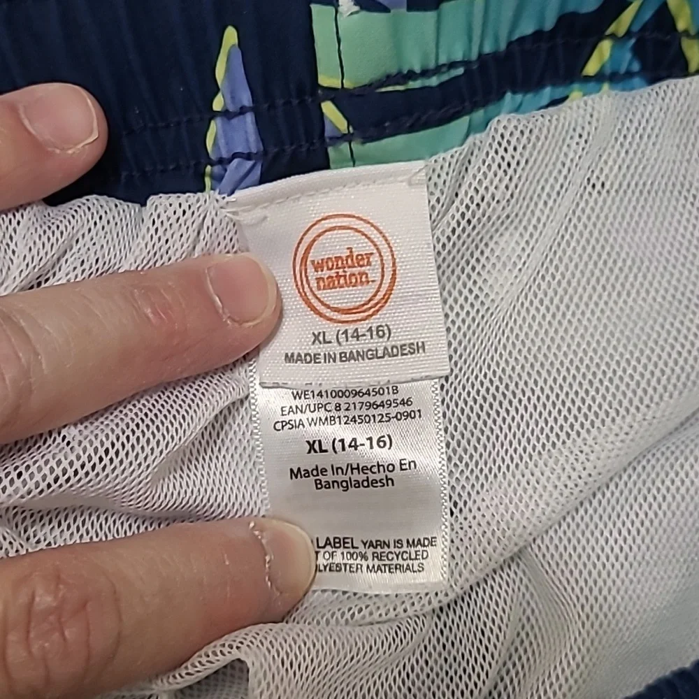 Wonder Nation Blue Tropical Print Rashguard Set size XL (16-18) - Picture 4 of 5